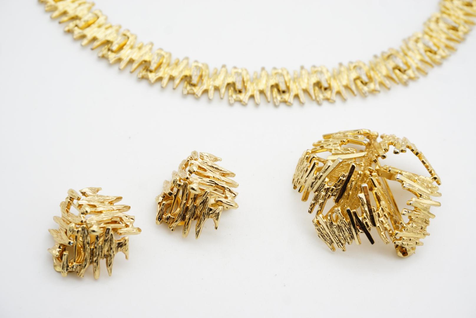 Christian Dior GROSSE 1966 Drahtgeflecht Dreieck Fünfeck durchbrochene Kuppel 3 Gold Set im Angebot 7