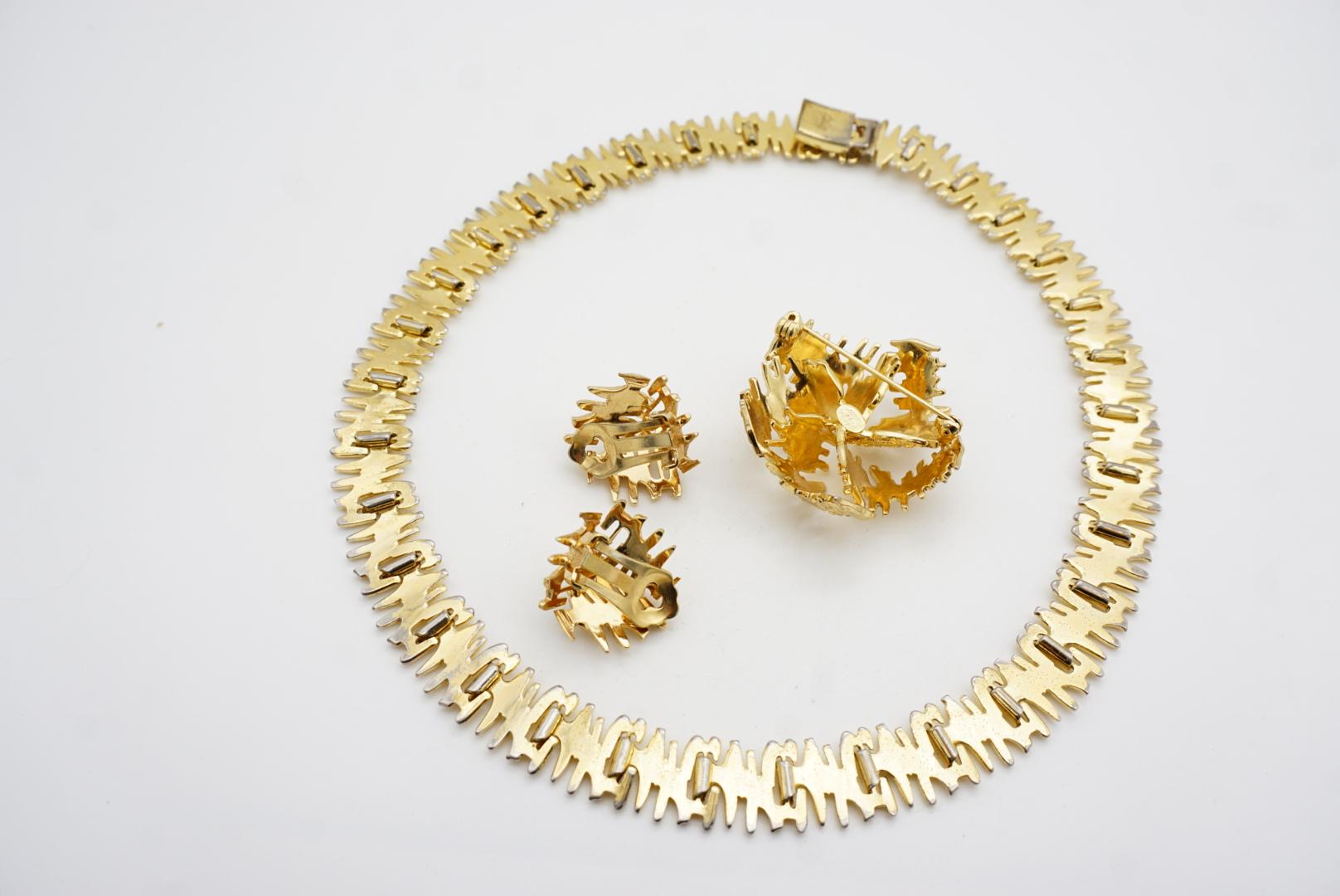 Christian Dior GROSSE 1966 Drahtgeflecht Dreieck Fünfeck durchbrochene Kuppel 3 Gold Set im Angebot 8