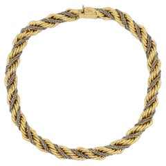 Christian Dior GROSSE 1967 Extra Thick Spiral Rope Chunky Silver Gold Necklace