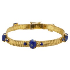Christian Dior GROSSE 1967 Lapis Natural Stones Cabochon Balls Mesh Bracelet