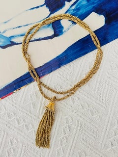 Christian Dior GROSSE 1967 Tassel Pendant Twist Braid Chain Rope Long Necklace