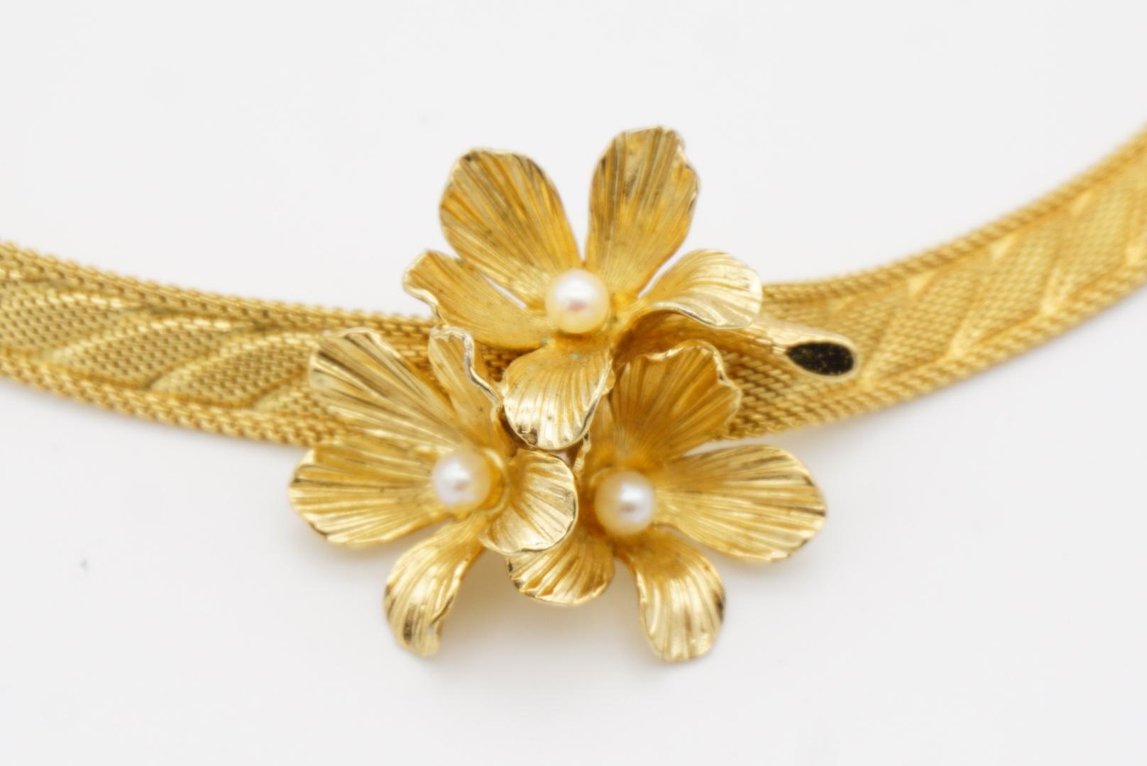Christian Dior GROSSE 1967 Trio Cluster Flower White Pearl Mesh Collana Choker in vendita 8