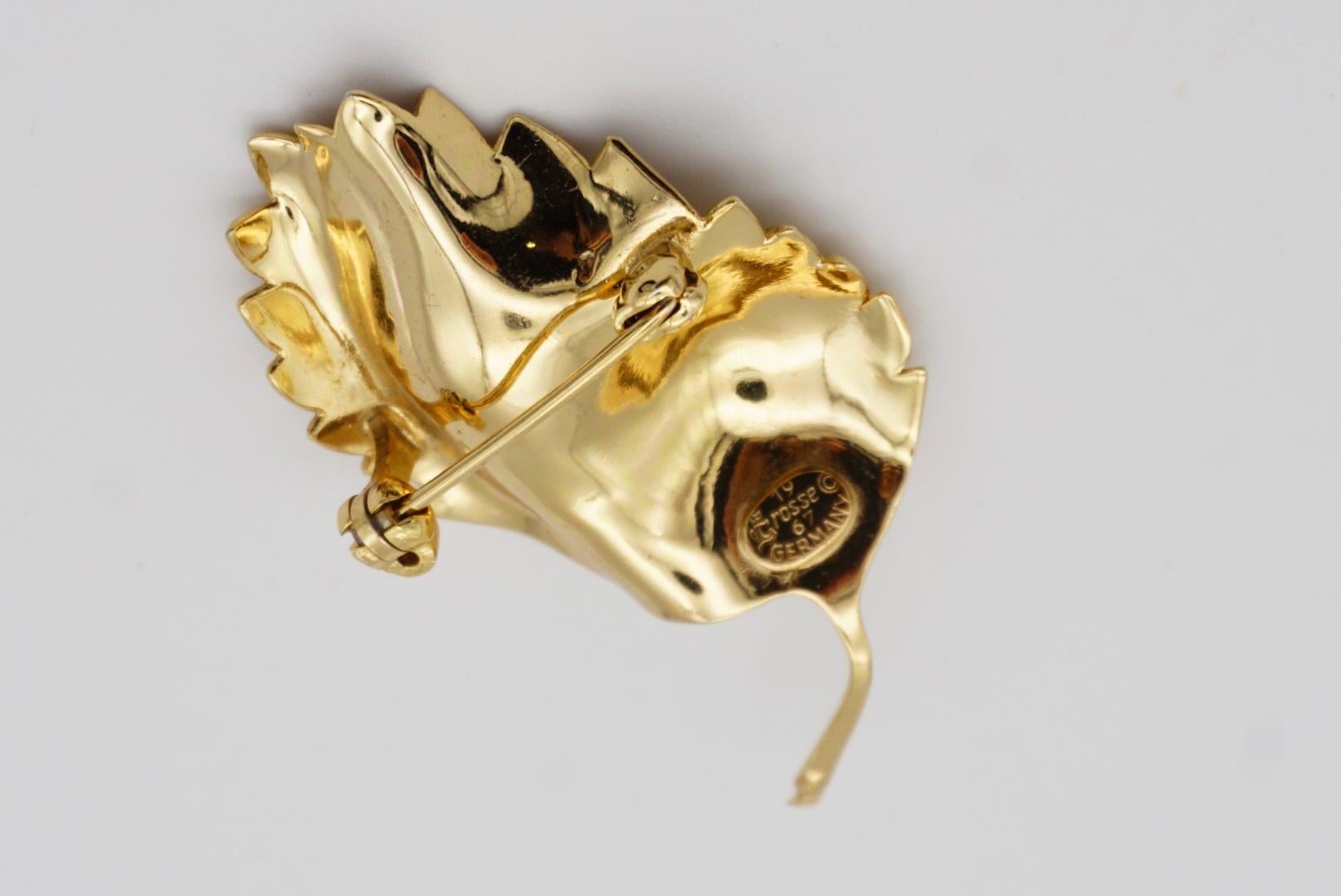Christian Dior GROSSE 1967 Vintage Autumn Wave Wind Fallen Leaf Gold Brooch For Sale 4