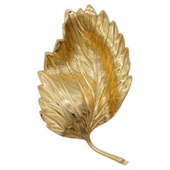 Christian Dior GROSSE 1967 Retro Autumn Wave Wind Fallen Leaf Gold Brooch
