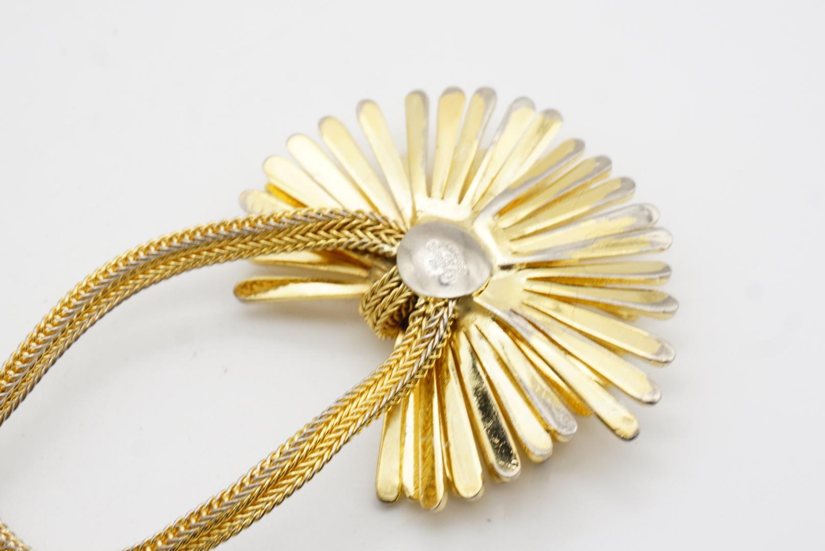 Christian Dior GROSSE 1967 Vintage Double Bow Sunburst Pendant Woven Necklace For Sale 5