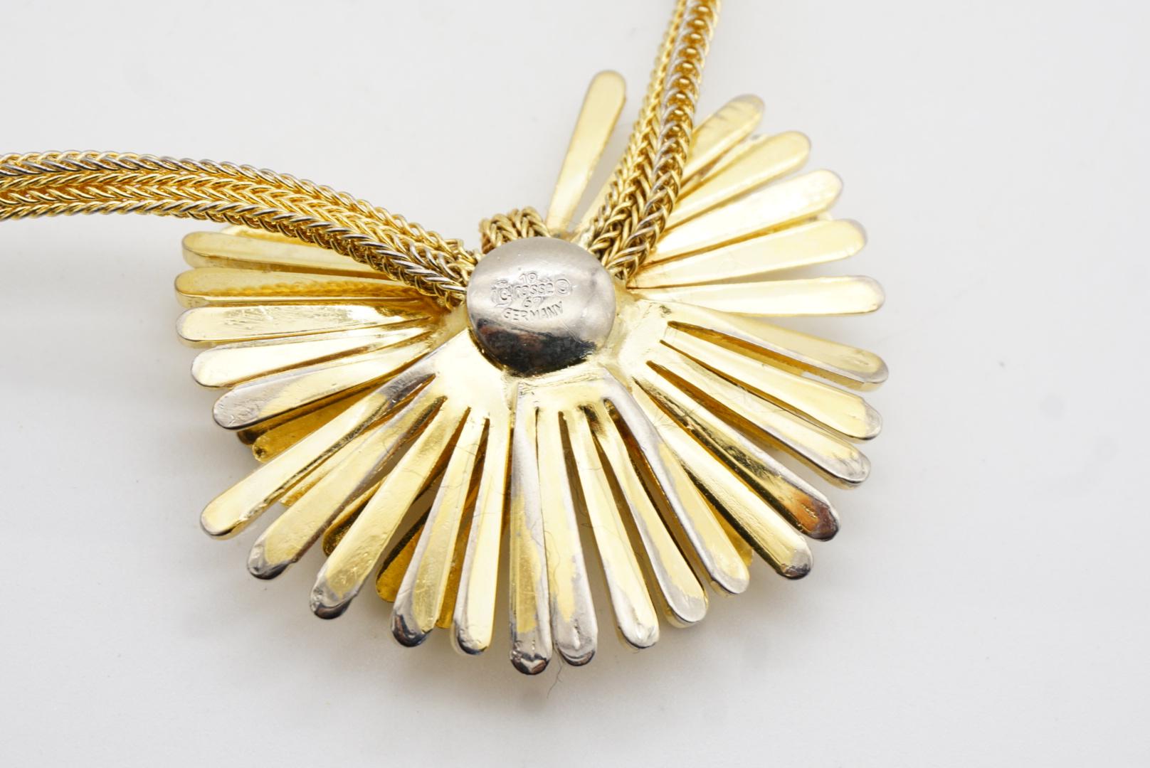 Christian Dior GROSSE 1967 Vintage Double Bow Sunburst Pendant Woven Necklace For Sale 6