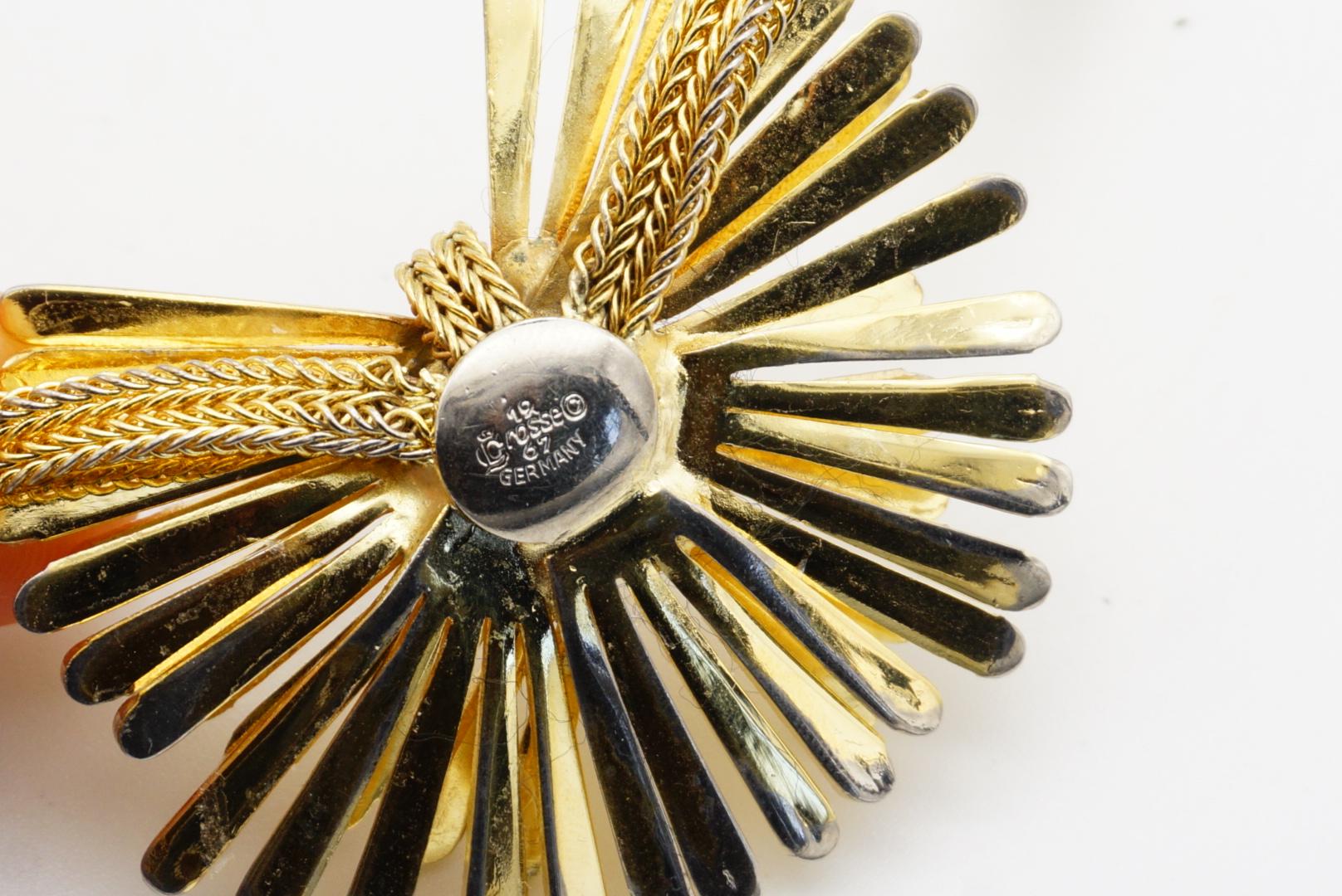 Christian Dior GROSSE 1967 Vintage Double Bow Sunburst Pendant Woven Necklace For Sale 7