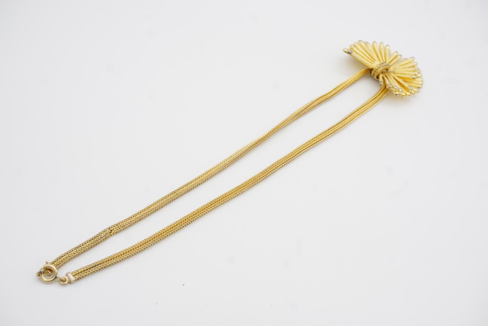 Christian Dior GROSSE 1967 Vintage Double Bow Sunburst Pendant Woven Necklace For Sale 8