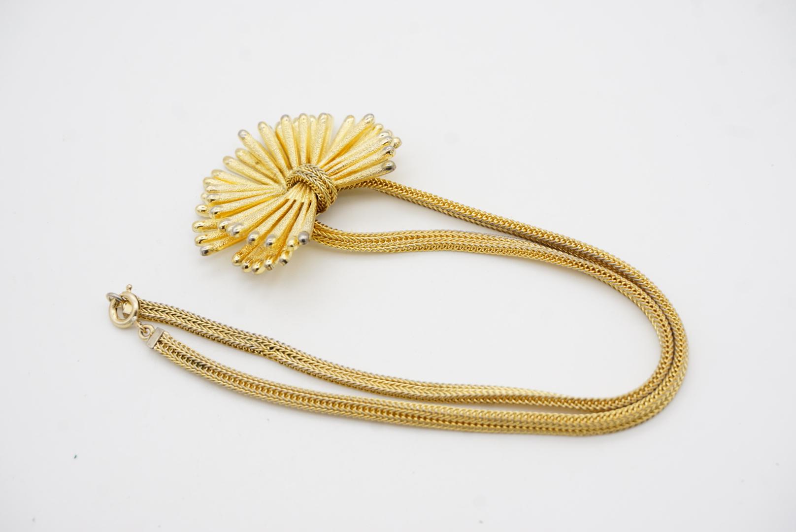 Christian Dior GROSSE 1967 Vintage Double Bow Sunburst Pendant Woven Necklace For Sale 9