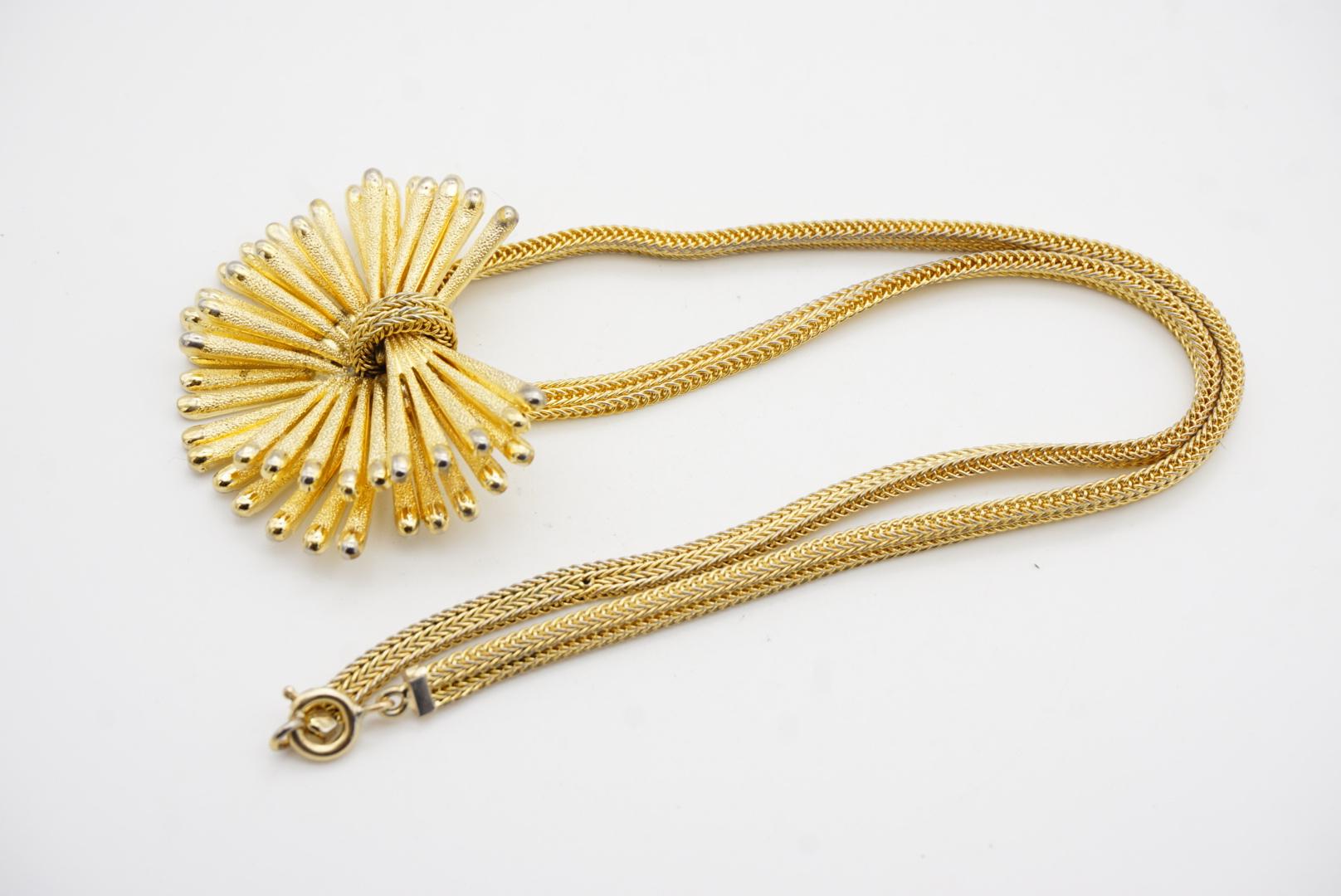 Christian Dior GROSSE 1967 Vintage Double Bow Sunburst Pendant Woven Necklace For Sale 10