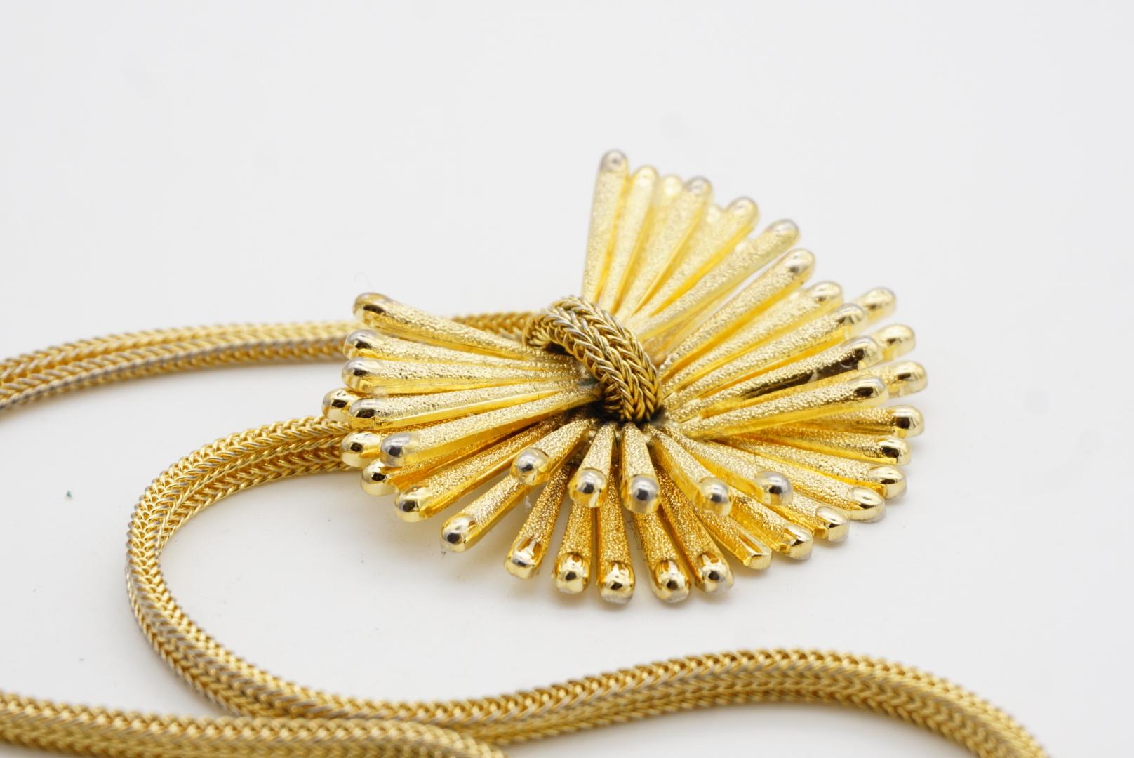 Christian Dior GROSSE 1967 Vintage Double Bow Sunburst Pendant Woven Necklace For Sale 11