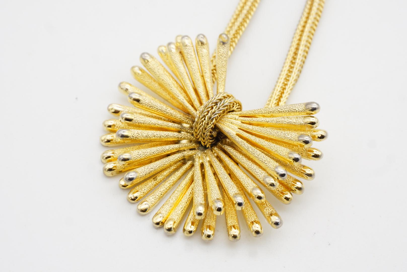 Christian Dior GROSSE 1967 Vintage Double Bow Sunburst Pendant Woven Necklace For Sale 3