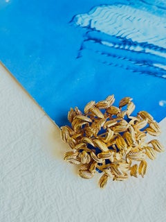 Christian Dior GROSSE 1967 Vintage Gold Rare Leaf Wheat Cluster Openwork Brooch