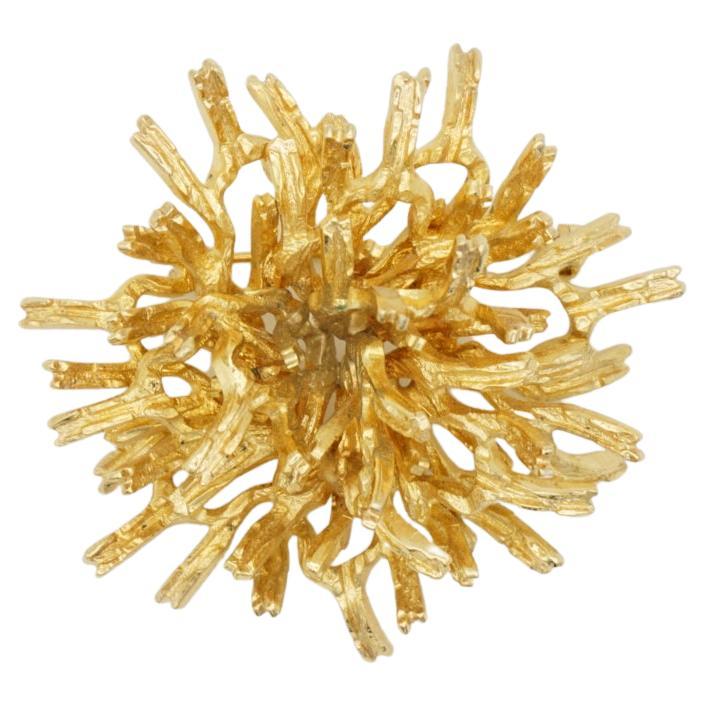 Christian Dior GROSSE 1967 Vintage Large Coral Flower Gold Exquisite Brooch For Sale