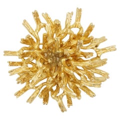 Christian Dior GROSSE 1967 Vintage Large Coral Flower Gold Exquisite Brooch