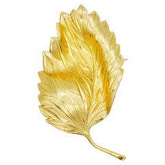 Christian Dior GROSSE 1967 Vintage Large Vivid Textured Wavy Windy Leaf Brooch