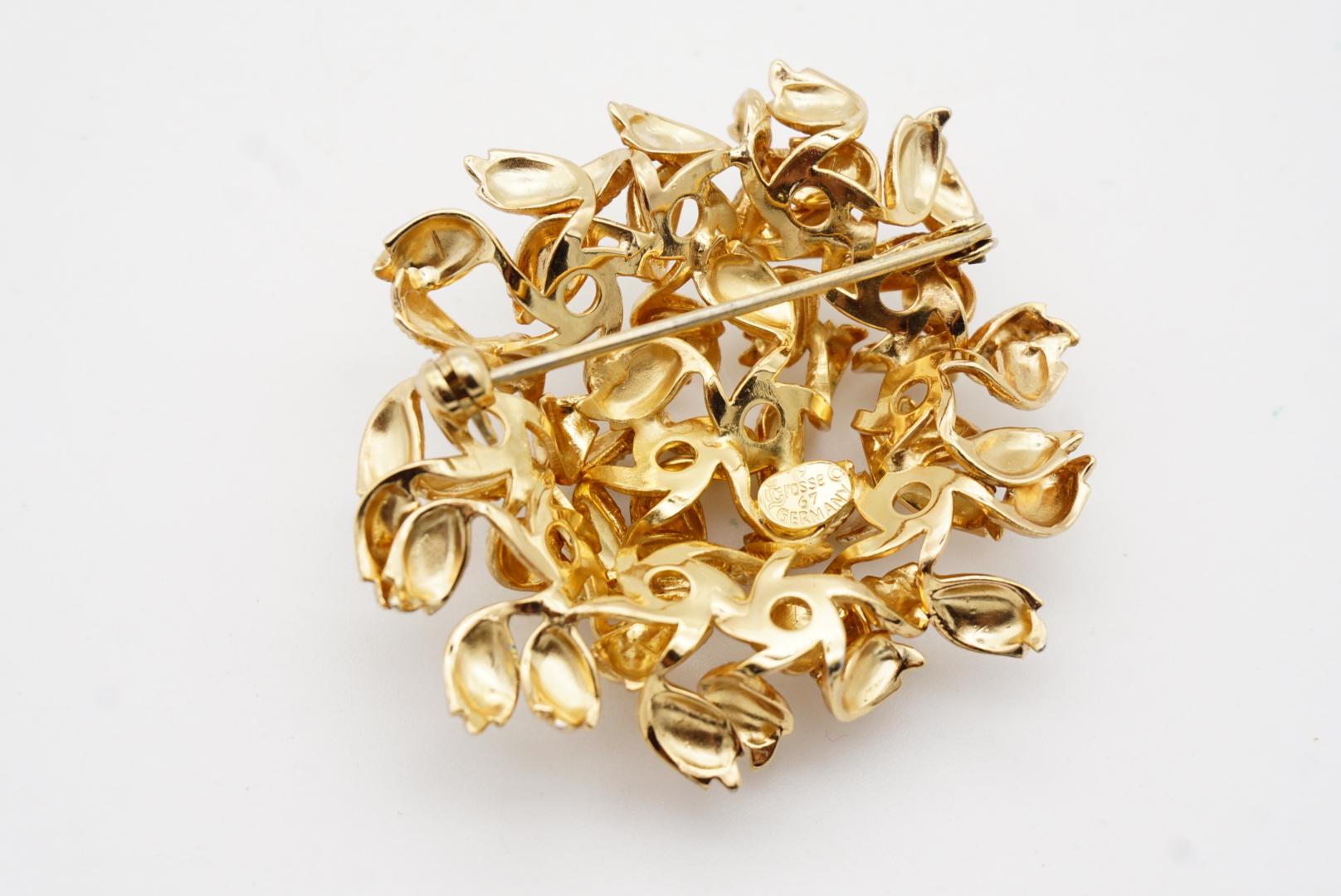 Christian Dior GROSSE 1967 Vintage Leaf Wheat Openwork Exquisite Gold Brooch For Sale 6