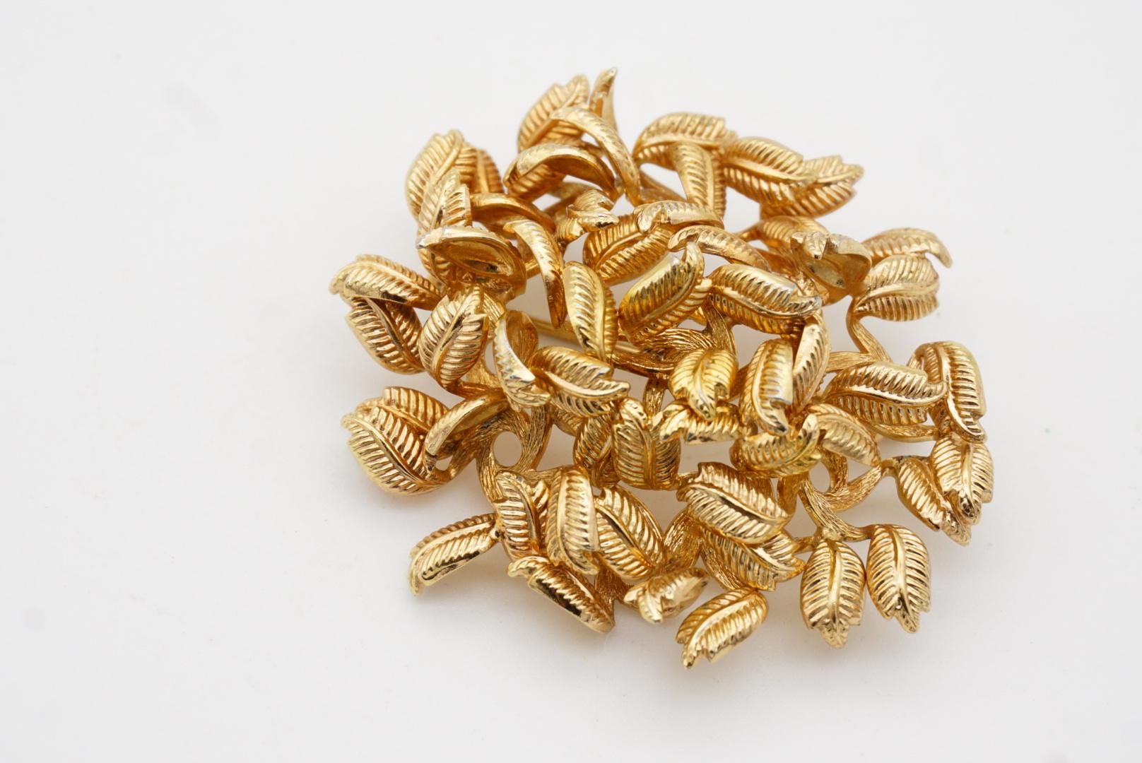 Christian Dior GROSSE 1967 Vintage Leaf Wheat Openwork Exquisite Gold Brooch For Sale 4