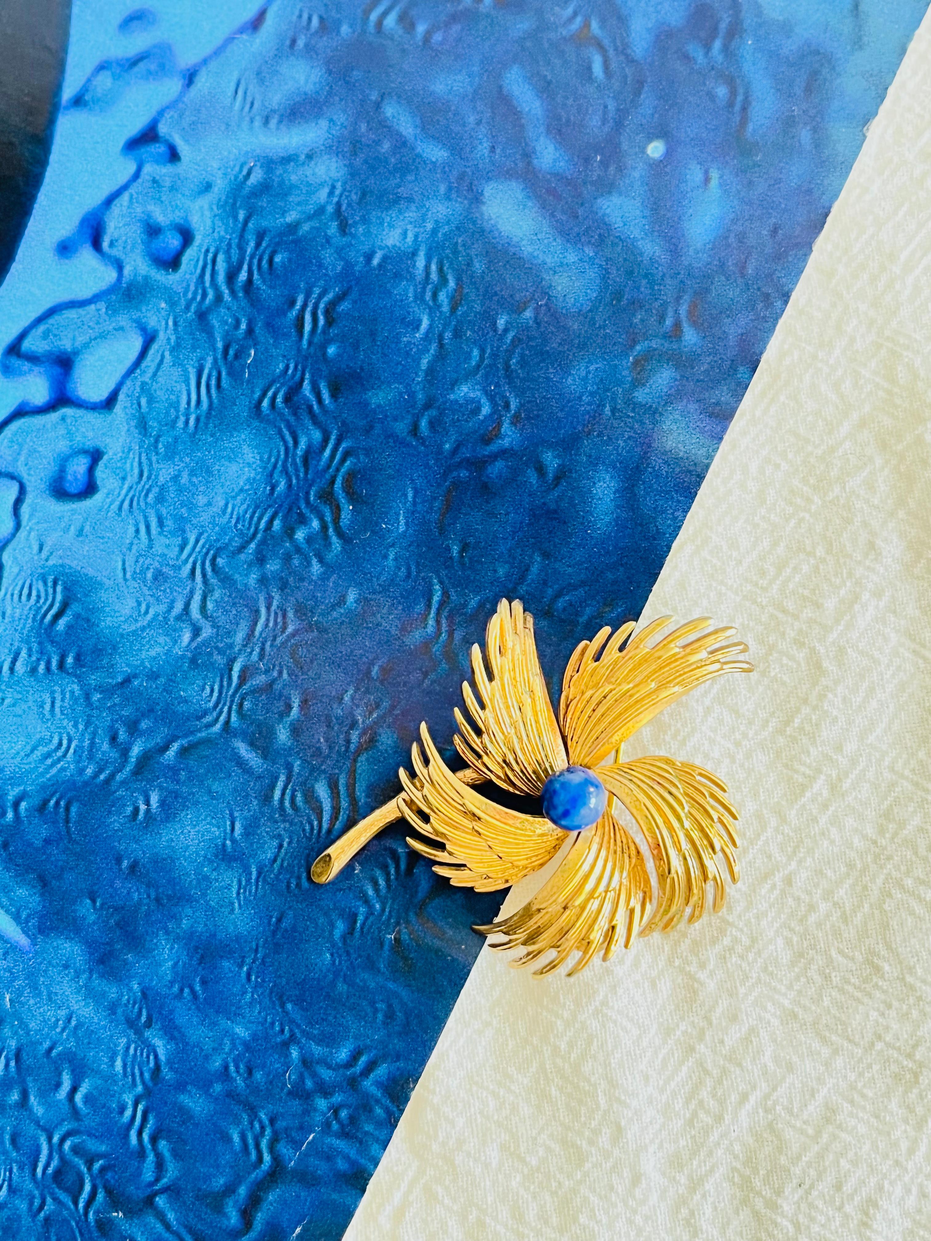 Christian Dior GROSSE 1967 Vintage Navy Wings Feather Flower Windmills Brooch In Good Condition In Wokingham, England