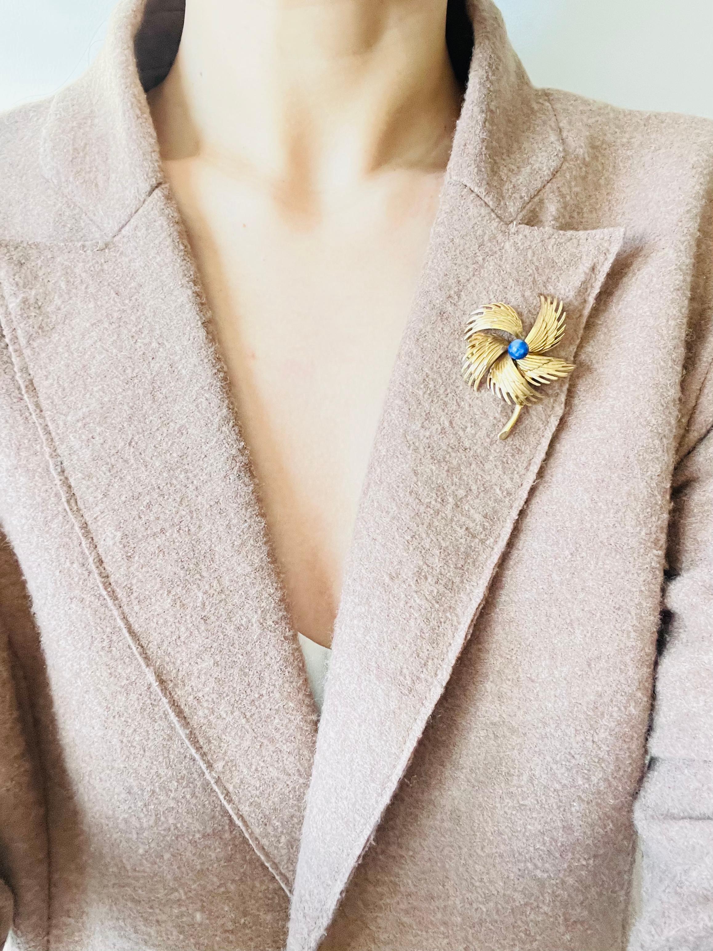 Christian Dior GROSSE 1967 Vintage Navy Wings Feather Flower Windmills Brooch 1