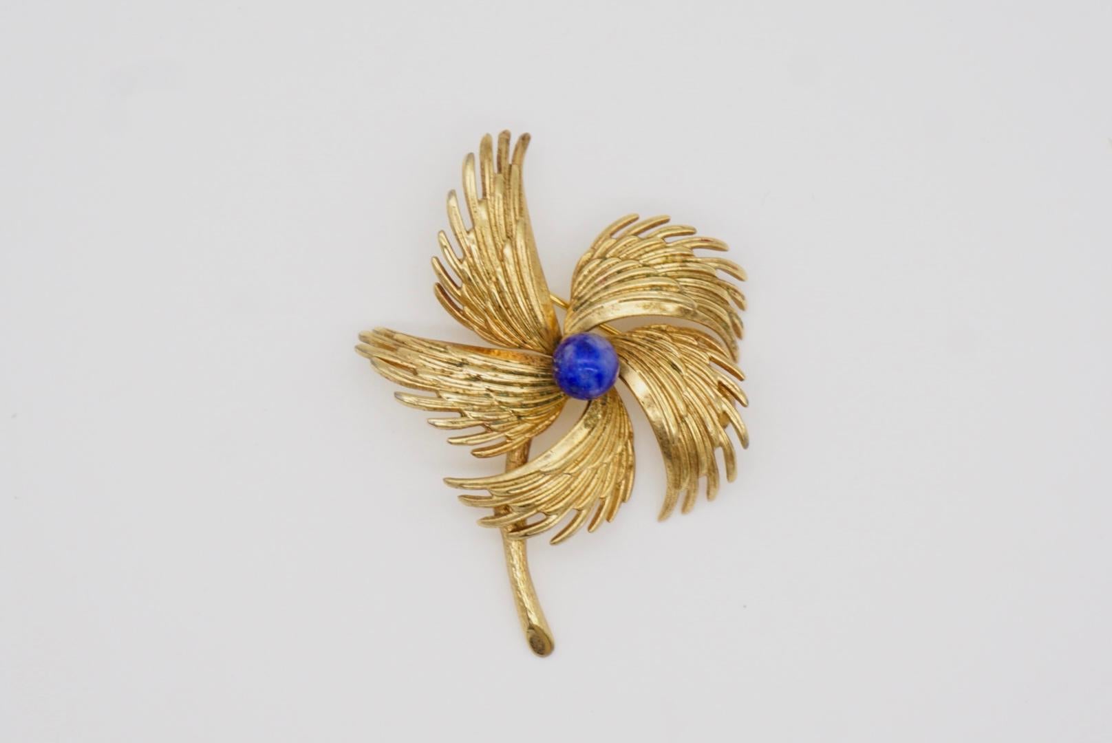 Christian Dior GROSSE 1967 Vintage Navy Wings Feather Flower Windmills Brooch For Sale 3