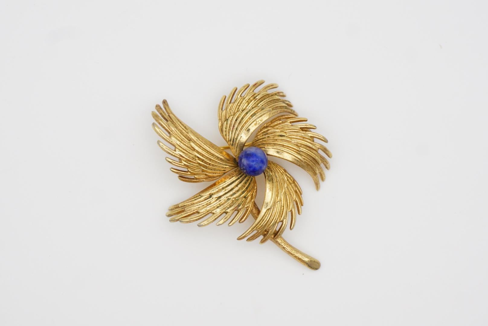 Christian Dior GROSSE 1967 Vintage Navy Wings Feather Flower Windmills Brooch For Sale 4