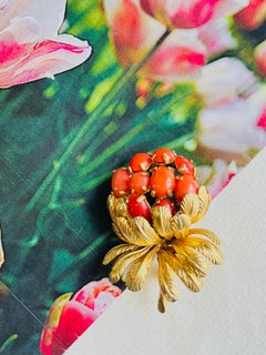 Christian Dior GROSSE 1967 Vintage Orange Fruit Flower Bouquet Leaf Gold Brooch