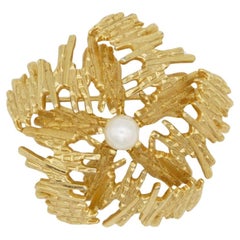 Christian Dior GROSSE 1967 Vintage Perle Pentagon Offene Modernistische Goldbrosche