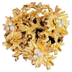 Christian Dior GROSSE 1967 Vintage Rare Crystals Layers Trio Cluster Leaf Brooch