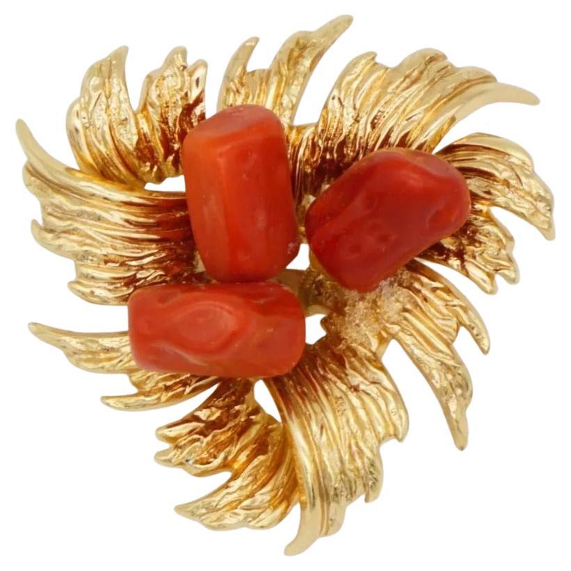 Christian Dior GROSSE 1967 Vintage Trio Blood Stones Coral Flower Fruit Brooch