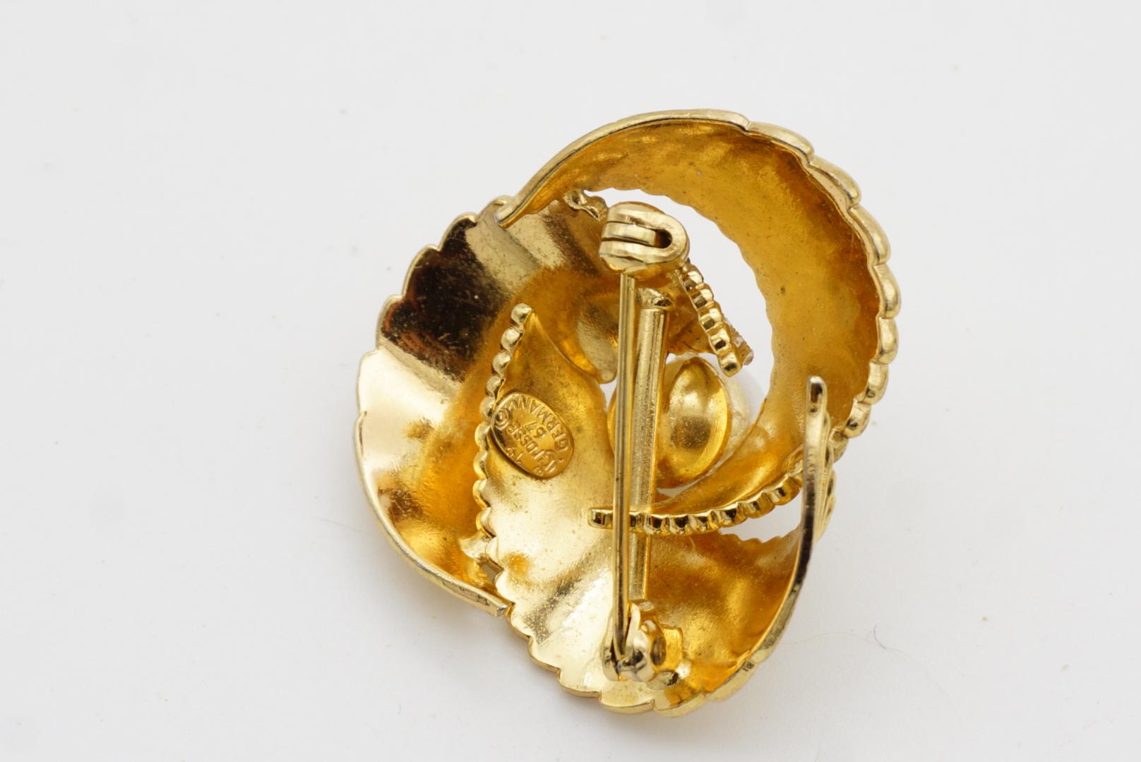Christian Dior GROSSE 1967 Broche Vintage Trío Espiral Blanco Perla Redonda en venta 7