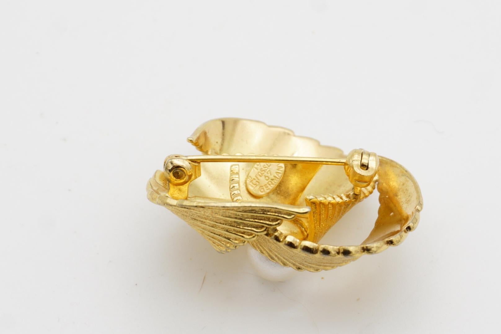Christian Dior GROSSE 1967 Broche Vintage Trío Espiral Blanco Perla Redonda en venta 8