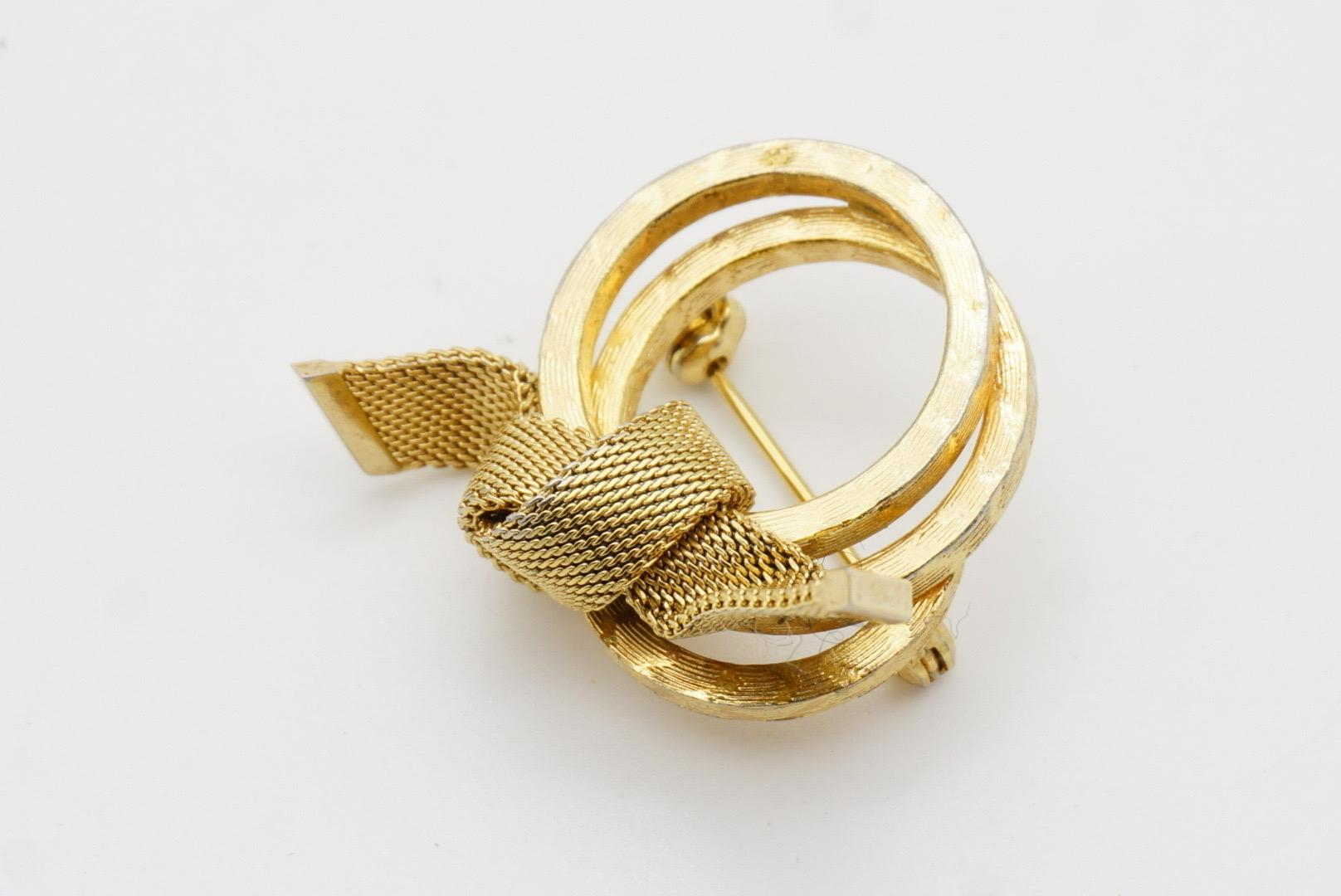 Christian Dior GROSSE 1968 Trio Layer Circle Hoop Mesh Ribbon Knot Bow Brooch For Sale 6