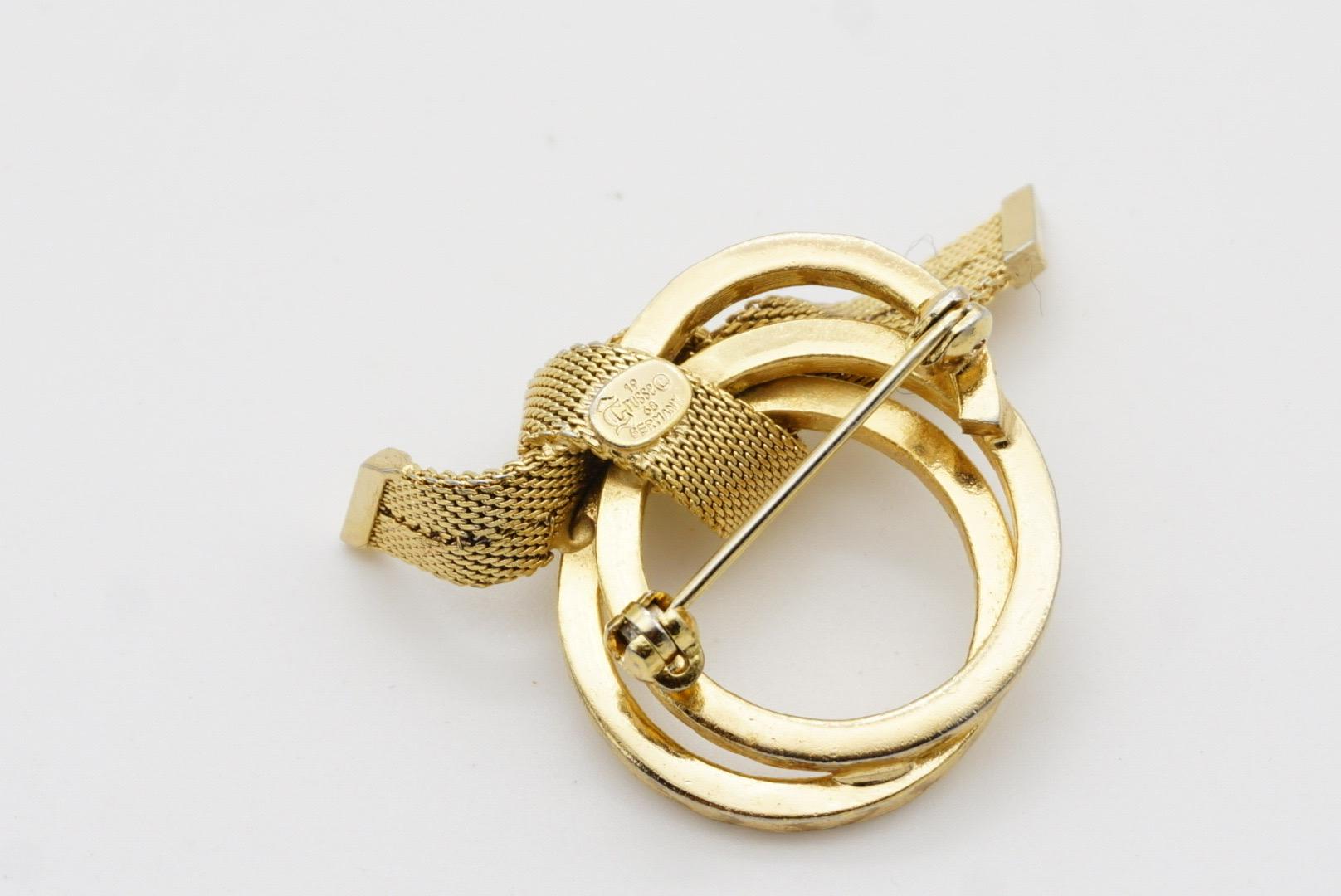 Christian Dior GROSSE 1968 Trio Layer Circle Hoop Mesh Ribbon Knot Bow Brooch For Sale 7