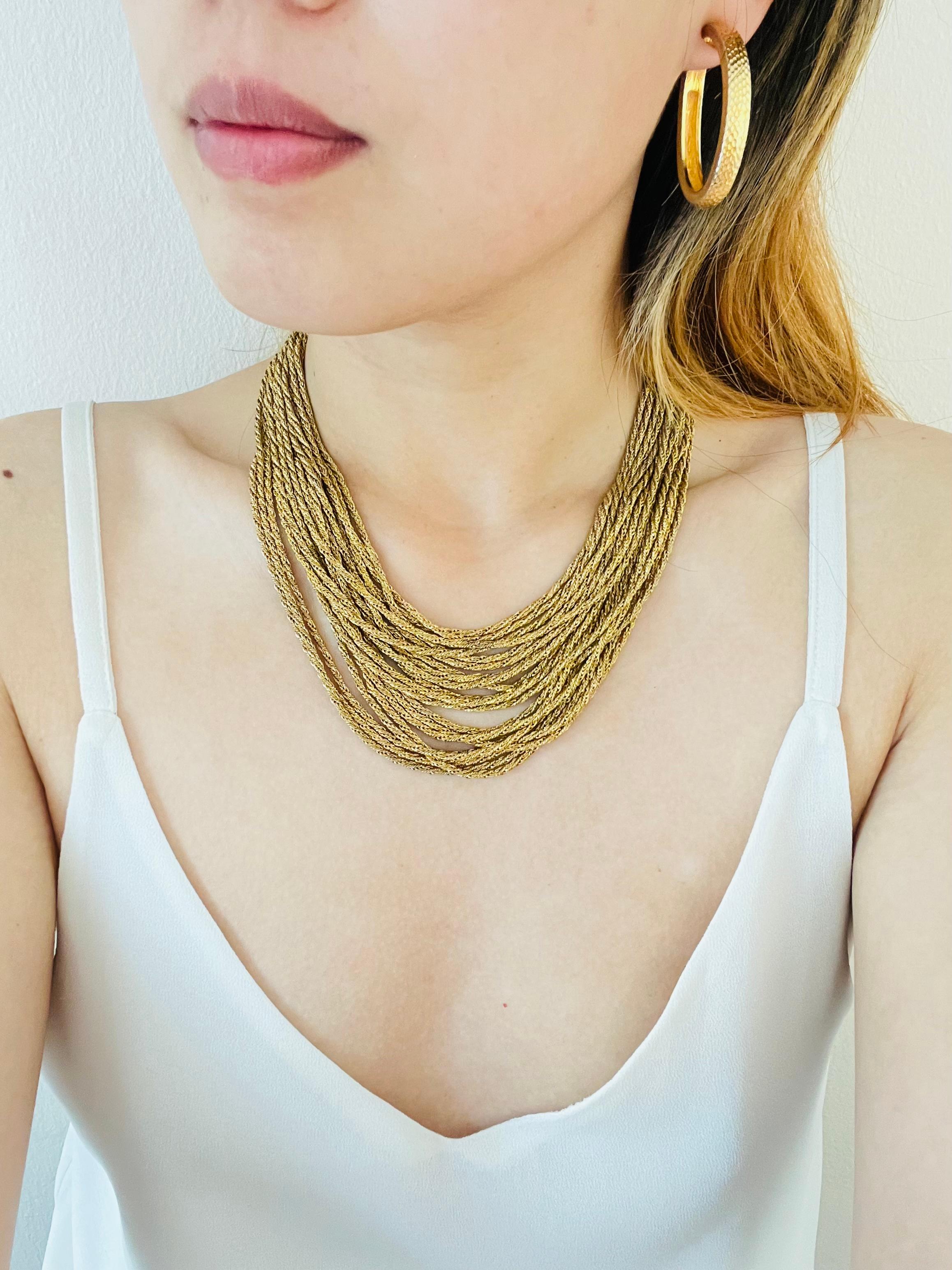 Christian Dior GROSSE 1968 Twenty 20 Strands Layers Chain Chunky Gold Necklace For Sale 5