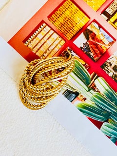 Christian Dior GROSSE 1968 Weave Leaf Modernist Swirl Rope Fire Gold Brooch