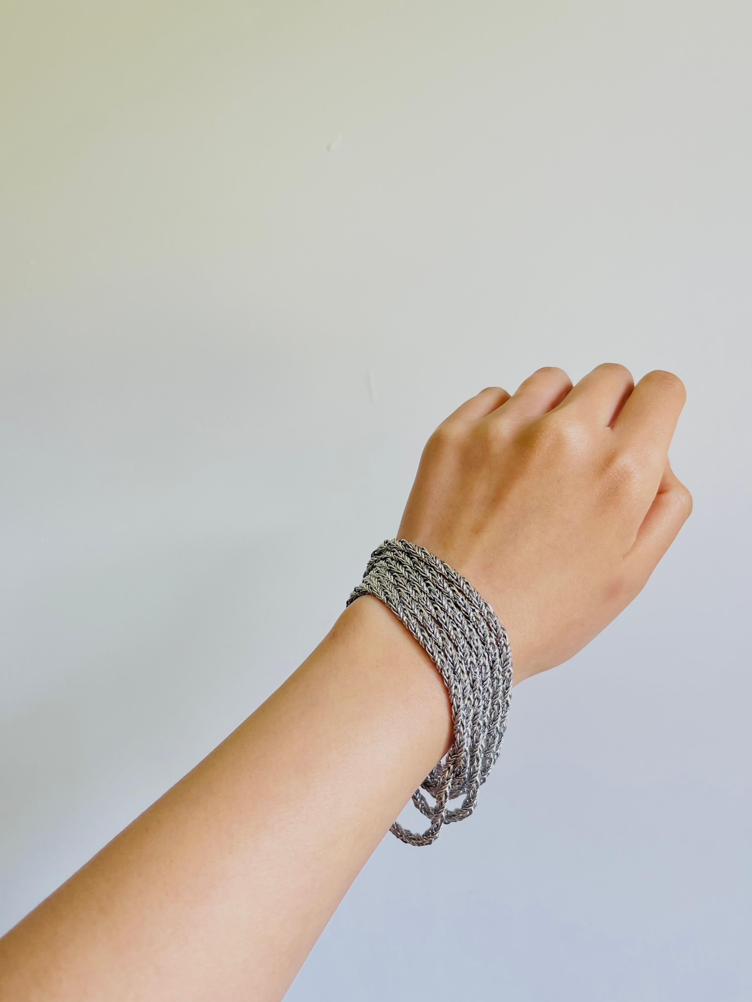 da uomo o donna Christian Dior GROSSE 1969 Spiral Rope Interlink Bracciale con collana lunga in argento in vendita