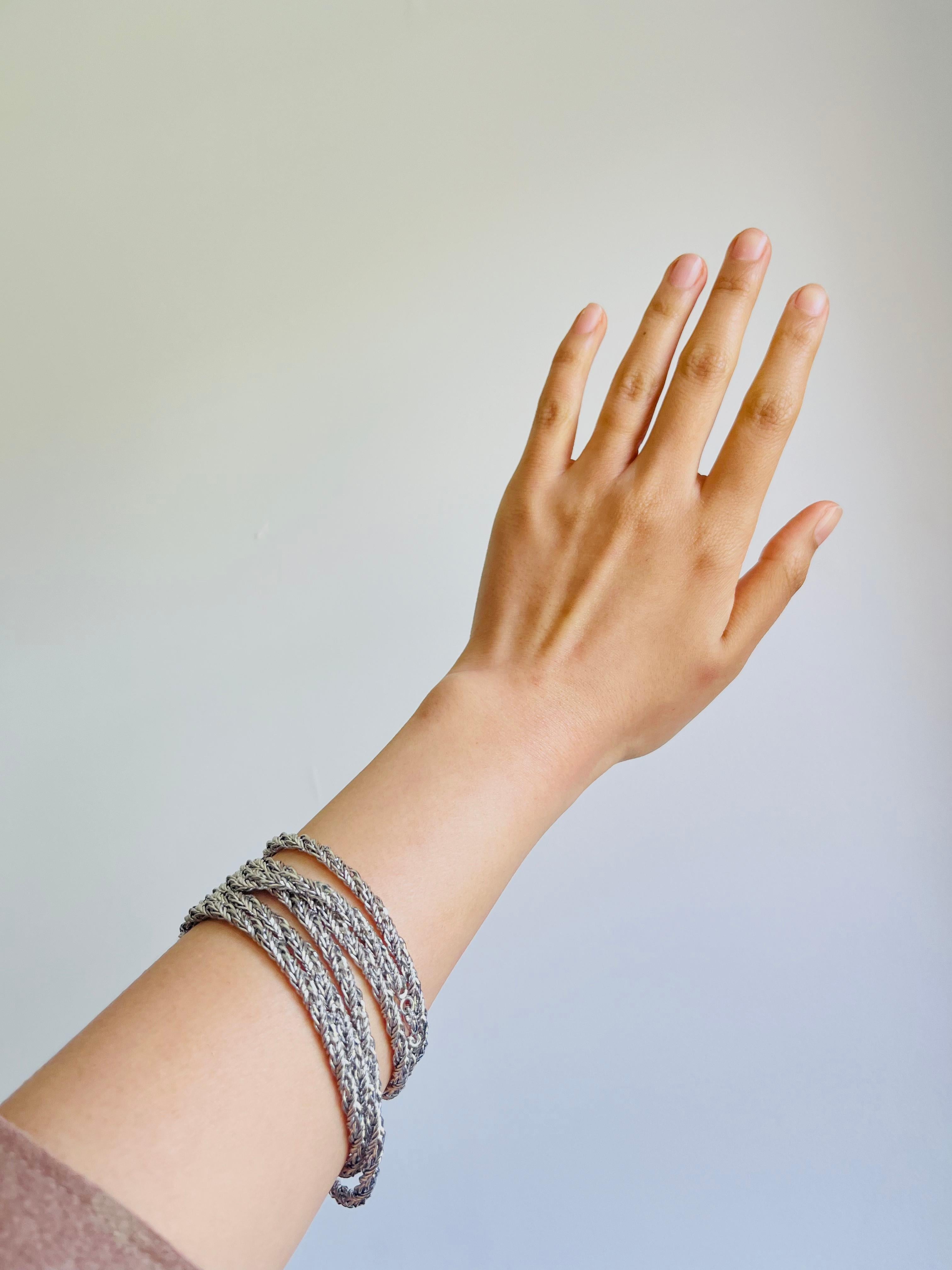 Christian Dior GROSSE 1969 Spiral Rope Interlink Bracciale con collana lunga in argento in vendita 1