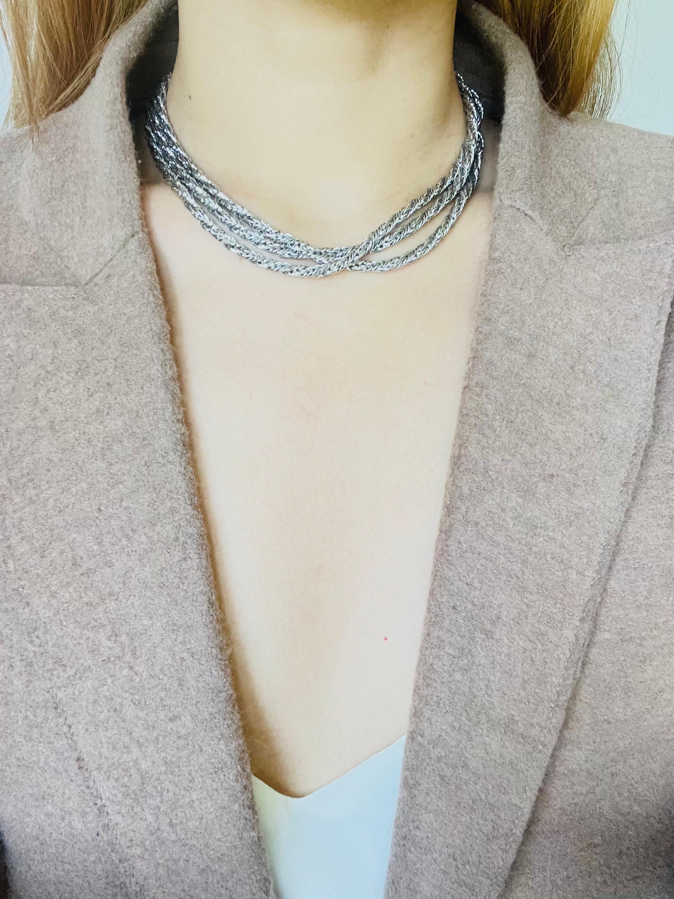 Christian Dior GROSSE 1969 Spiral Rope Interlink Bracciale con collana lunga in argento in vendita 3