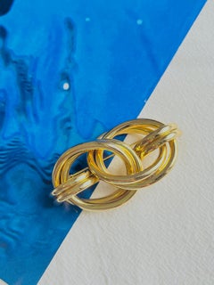 Christian Dior GROSSE 1969 Vintage Large Chunky Interlocked Double Hoop Brooch