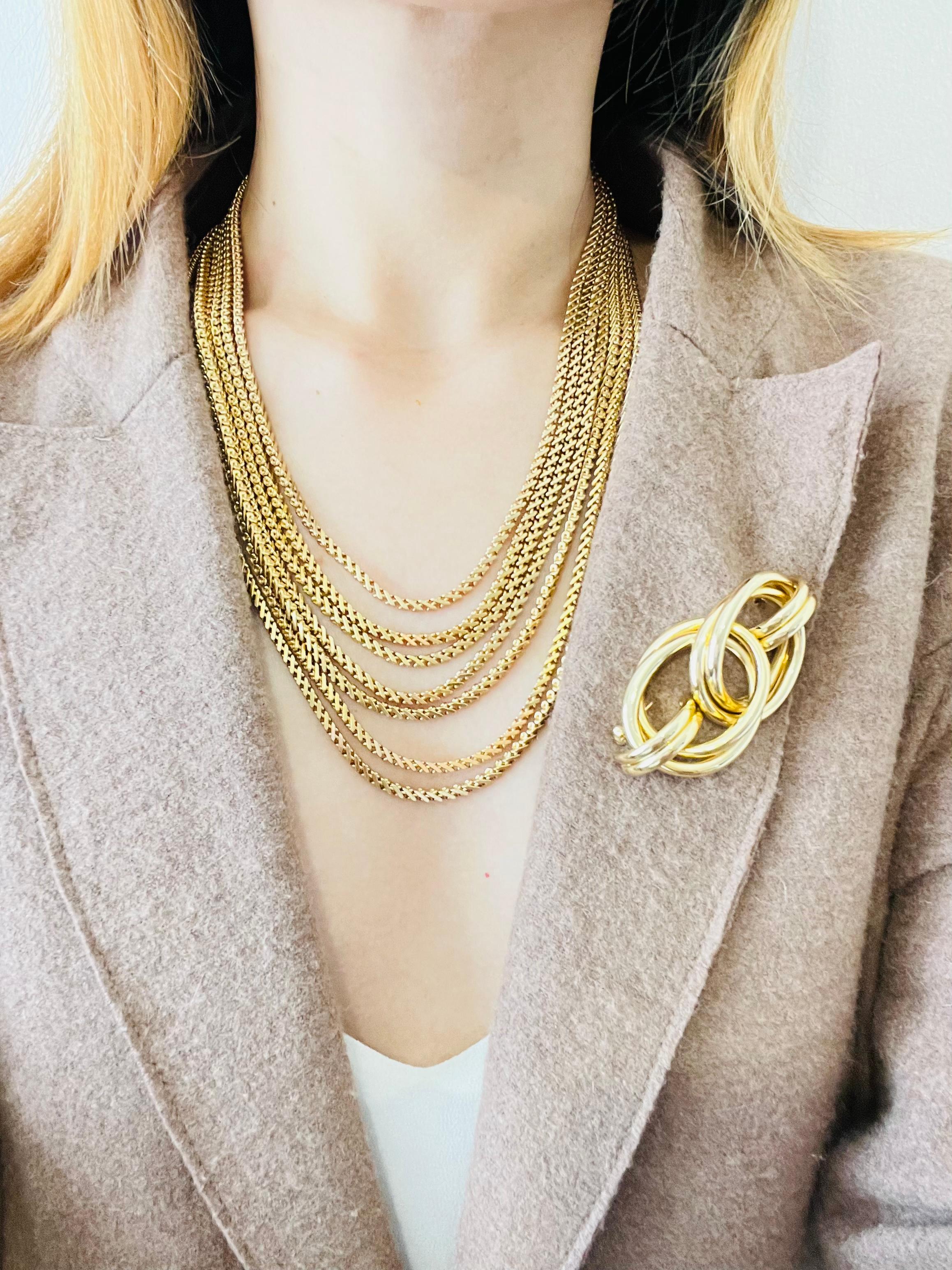Christian Dior GROSSE 1969 Vintage Spilla a doppio cerchio grande e intrecciata in vendita 1