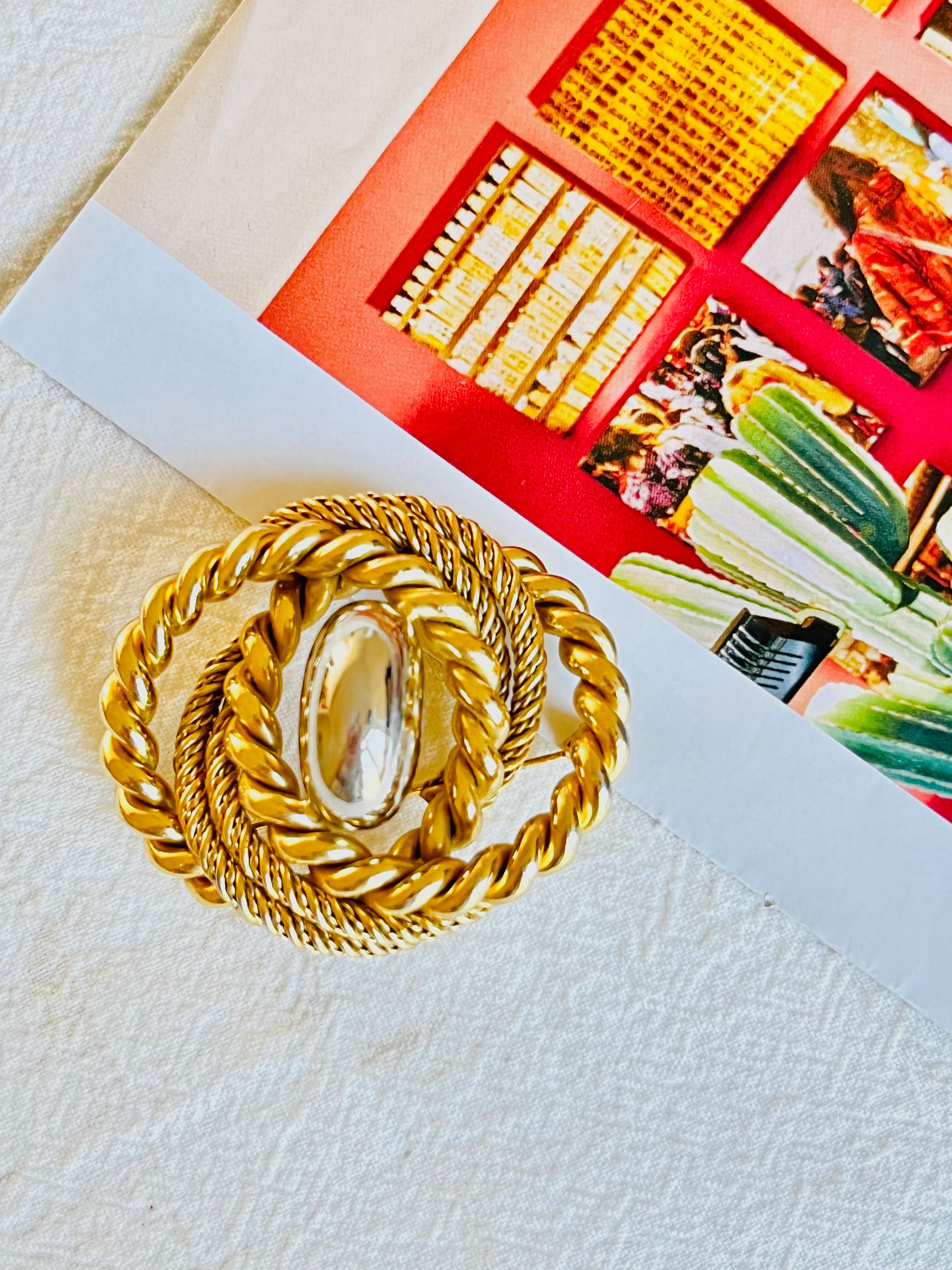 Baroque Christian Dior GROSSE 1969 Vintage Large Chunky Swirl Twist Gold Silver Brooch