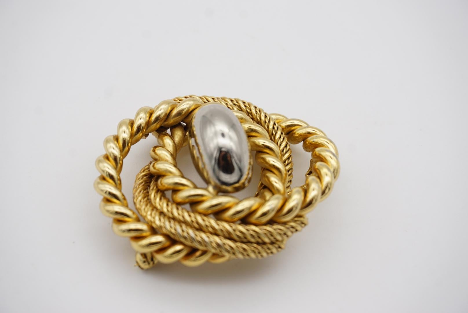 Christian Dior GROSSE 1969 Vintage Large Chunky Swirl Twist Gold Silver Brooch 4