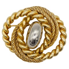 Christian Dior GROSSE 1969 Retro Large Chunky Swirl Twist Gold Silver Brooch