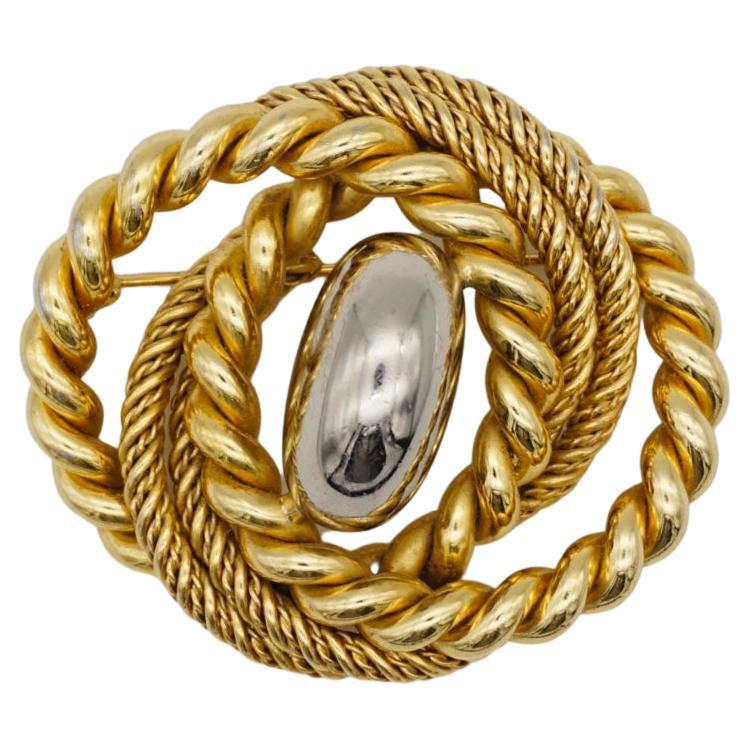 Christian Dior GROSSE 1969 Vintage Large Chunky Swirl Twist Gold Silver Brooch