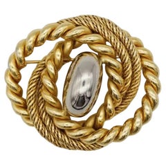 Christian Dior GROSSE 1969 Vintage Large Chunky Swirl Twist Gold Silver Brooch