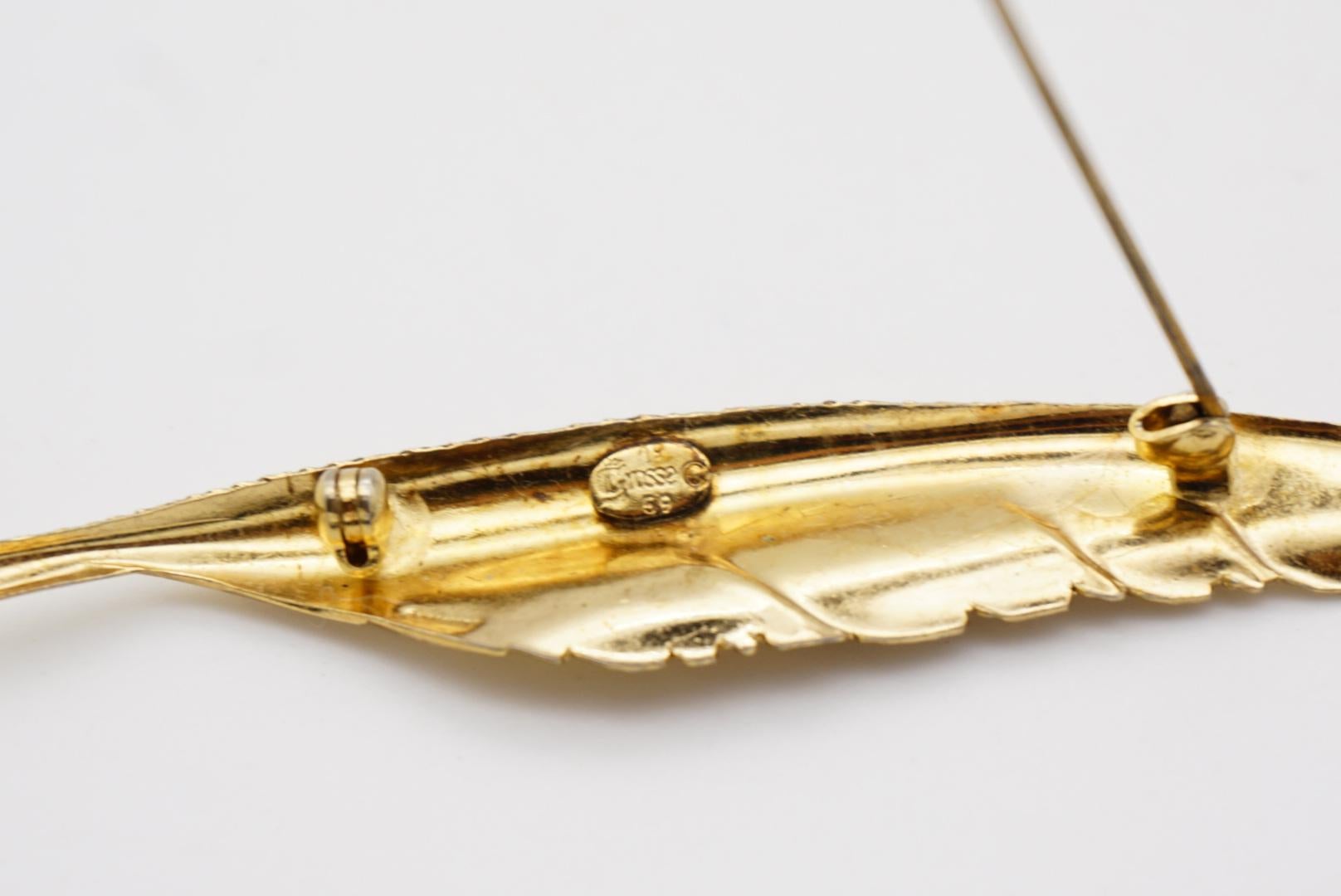 Christian Dior GROSSE 1969 Vintage Textured Long Wave Feather Leaf Reed Brooch 7