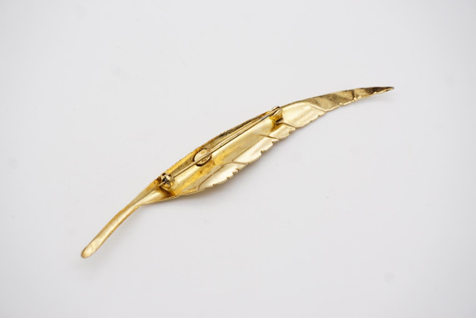 Christian Dior GROSSE 1969 Vintage Textured Long Wave Feather Leaf Reed Brooch 8