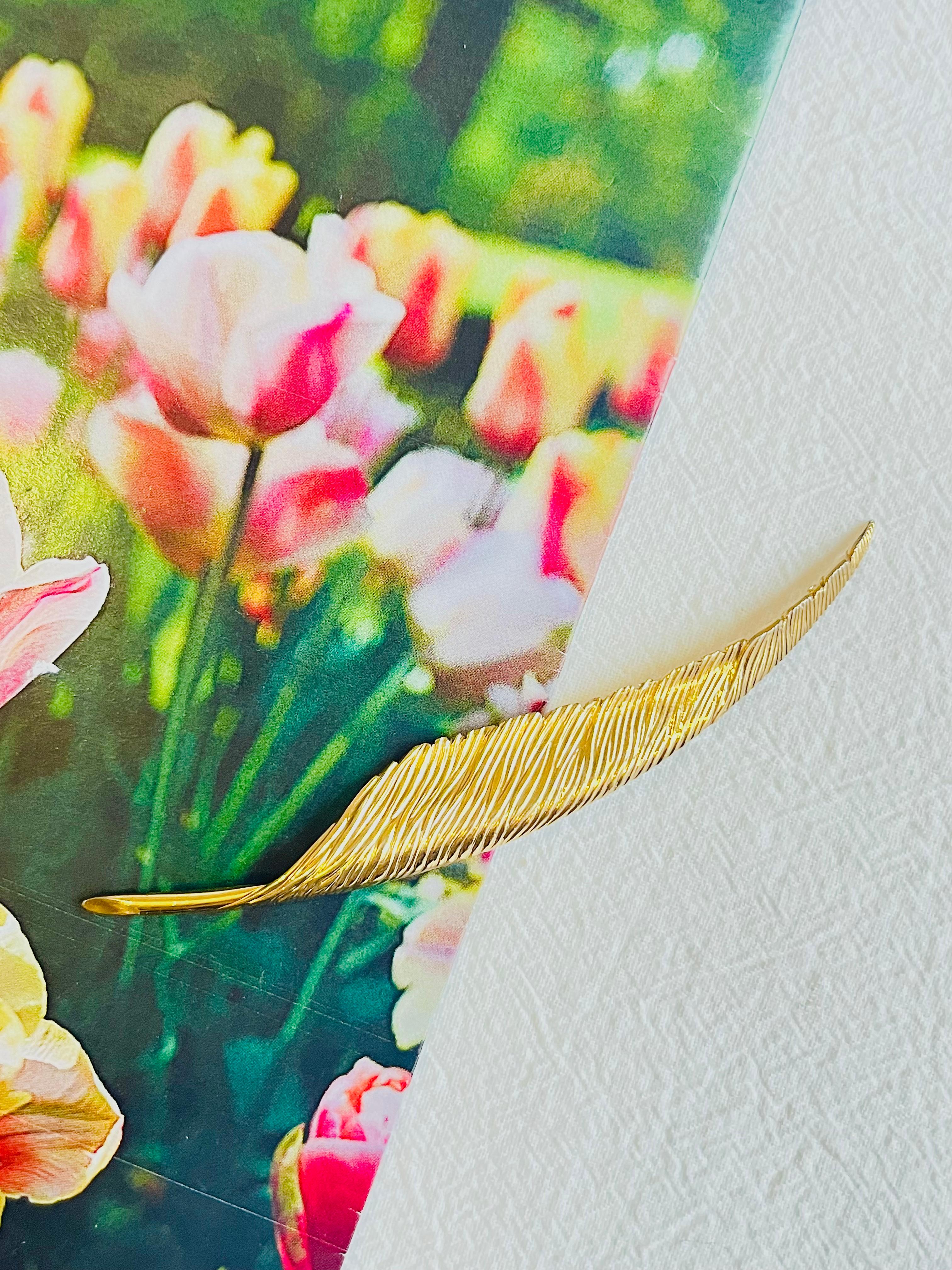 Women's or Men's Christian Dior GROSSE 1969 Vintage Textured Long Wave Feather Leaf Reed Brooch