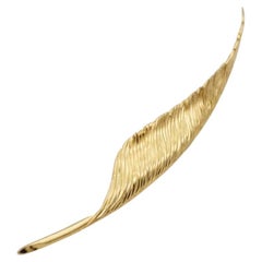 Christian Dior GROSSE 1969 Vintage Textured Long Wave Feather Leaf Reed Brooch